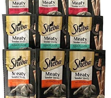 (9 Pack) Sheba-MeatyTender Sticks veritable Pack 5 Packs of 3 Flavor (3 Salmon, 3 Chicken, 3 Tuna) 45 Sticks Online