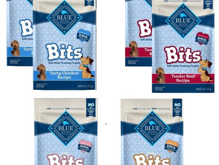 (6 Pack ) Blue Buffalo Blue Bits Treats Dog Pouches, 4 flovors ( 2 Tasty Chicken, 2 Tender Beef ,1 Savory Salmon, 1 Tempting Turkey), 4 Oz… For Discount